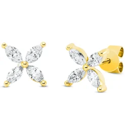 Ohrstecker aus 750 Gelbgold 8 Diamanten Navette-Schliff 0,58ct TW-VSI 7,6x7,6mm