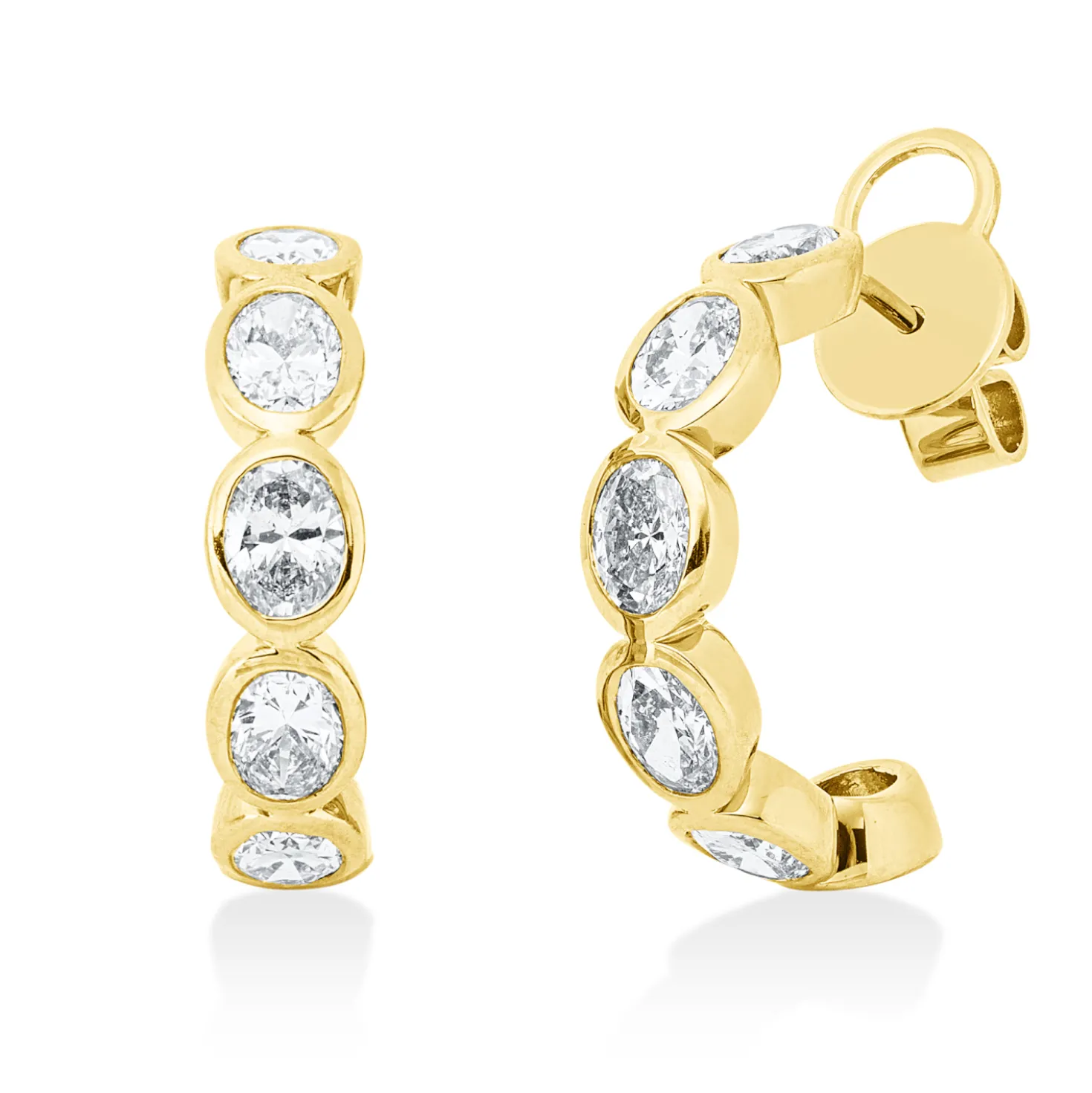 Ohrstecker aus 750 Gelbgold 10 Diamanten Oval-Schliff 2,5ct TW-SI 20,8x20,2mm Zarge