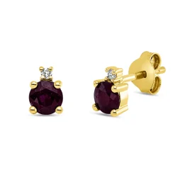 Ohrstecker aus 750 Gelbgold 2 Rubine 0,66ct 2 Brillanten 0,03ct TW-SI 5,5x4mm