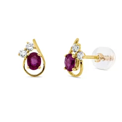 Ohrstecker aus 750 Gelbgold 2 Rubine 0,46ct rot 4 Brillanten 0,12ct F-VSI 8,7x5,2mm