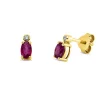 Ohrstecker aus 750 Gelbgold 2 Rubine 0,35ct rot 2 Brillanten 0,02ct TW-SI 6,7x3,1mm