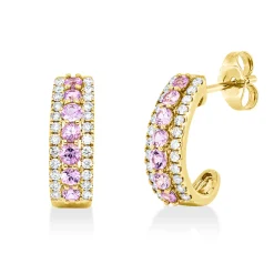 Ohrstecker aus 585 Gelbgold 14 Saphire 0,7ct pink 48 Brillanten 0,35ct W-SI/PI