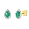 Ohrstecker aus 750 Gelbgold 2 Smaragde 0,62ct grün 36 Brillanten 0,12ct TW-SI