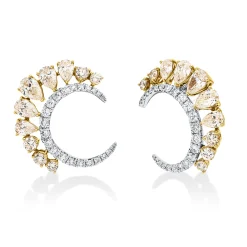 Ohrstecker aus 750 Gold gelb 64 Diamanten 3,21ct 21,3x22,3mm