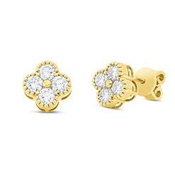 Ohrstecker aus 750 Gold Gelbgold 8 Brillanten 0,9ct F-SI 8,4x8,3mm