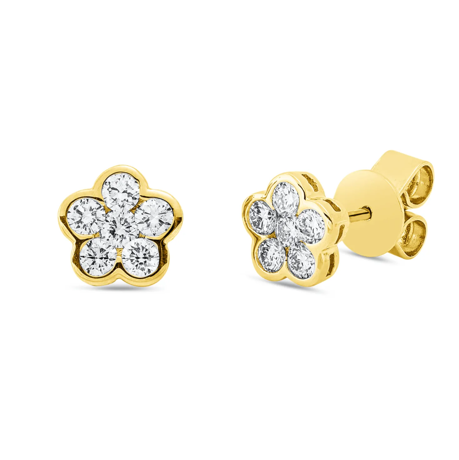 Ohrstecker aus 750 Gold Gelbgold 12 Brillanten 0,53ct TW-SI 6,8x7mm