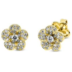 Ohrstecker aus 750 Gold Gelbgold 62 Brillanten 0,48ct TW-VSI Ø9,2mm