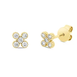 Ohrstecker aus 750 Gold Gelbgold 10 Brillanten 0,17ct W-SI 4,4x4,4mm
