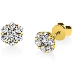 Ohrstecker aus 750 Gold Gelbgold 14 Diamanten 1,04ct TW-SI B:7,9mm