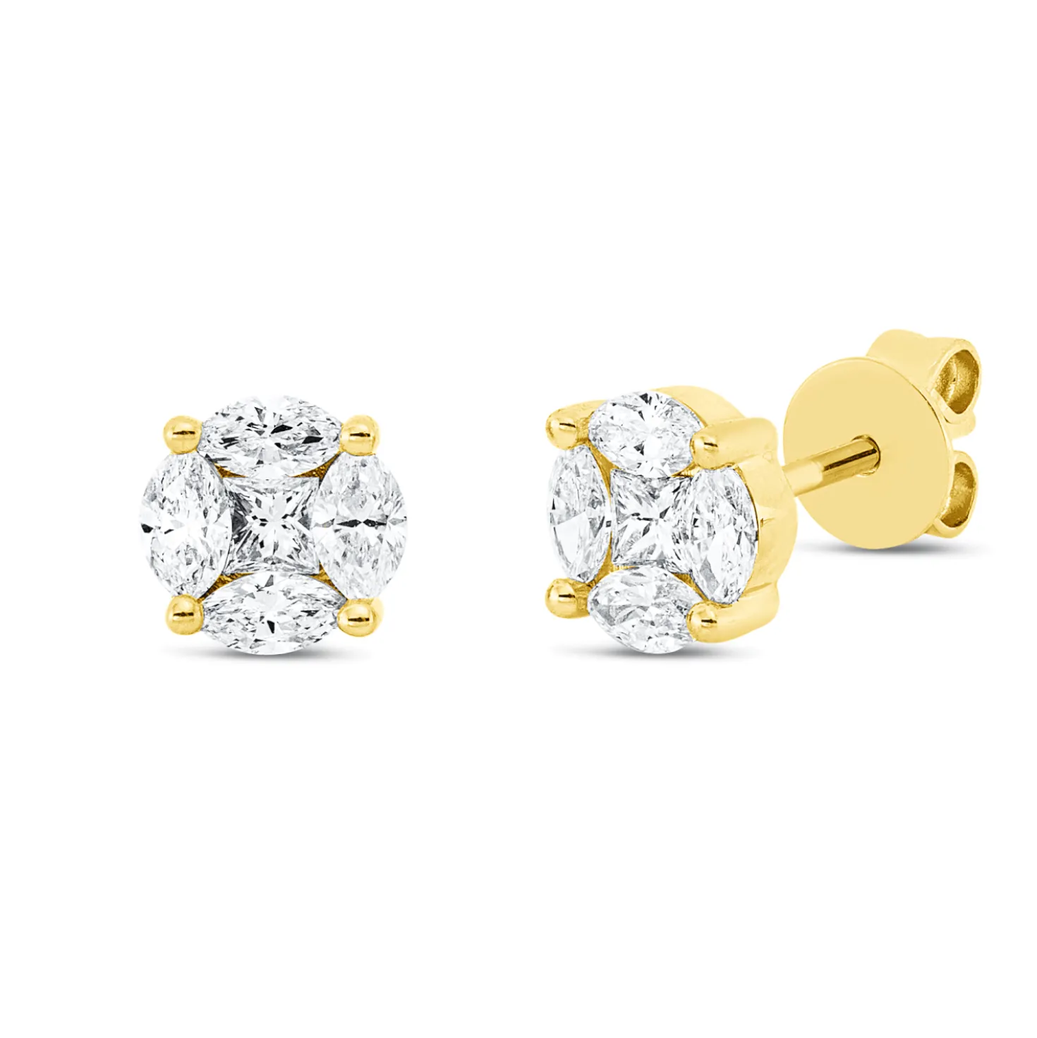 Ohrstecker aus 750 Gold Gelbgold 10 Diamanten 0,56ct TW-SI Ø6,2mm