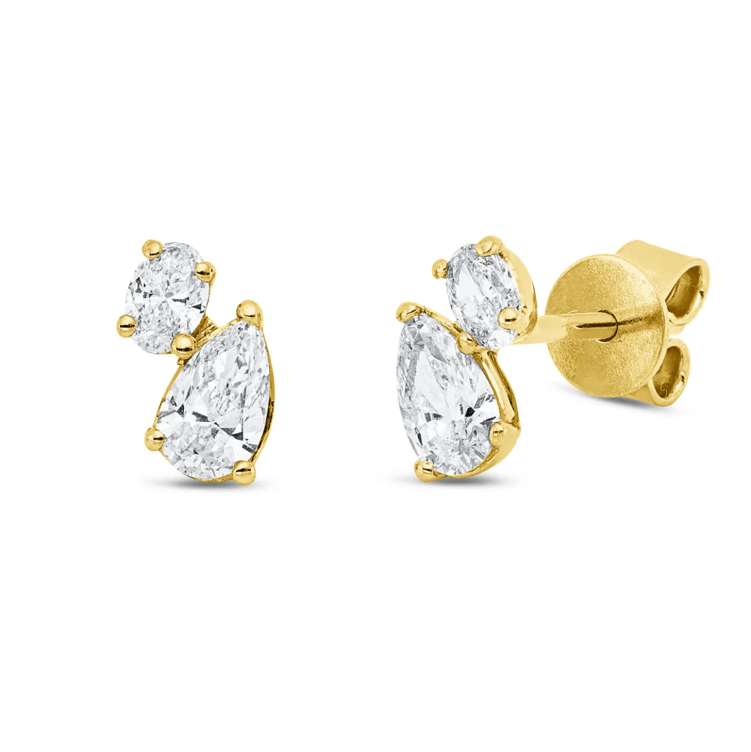 Ohrstecker aus 750 Gold Gelbgold 4 Diamanten 0,65ct TW-SI 8,4x4,6mm