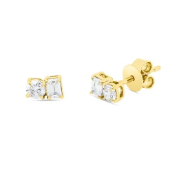 Ohrstecker aus 750 Gold Gelbgold 4 Diamanten 0,41ct TW-SI 3,6x5,9mm