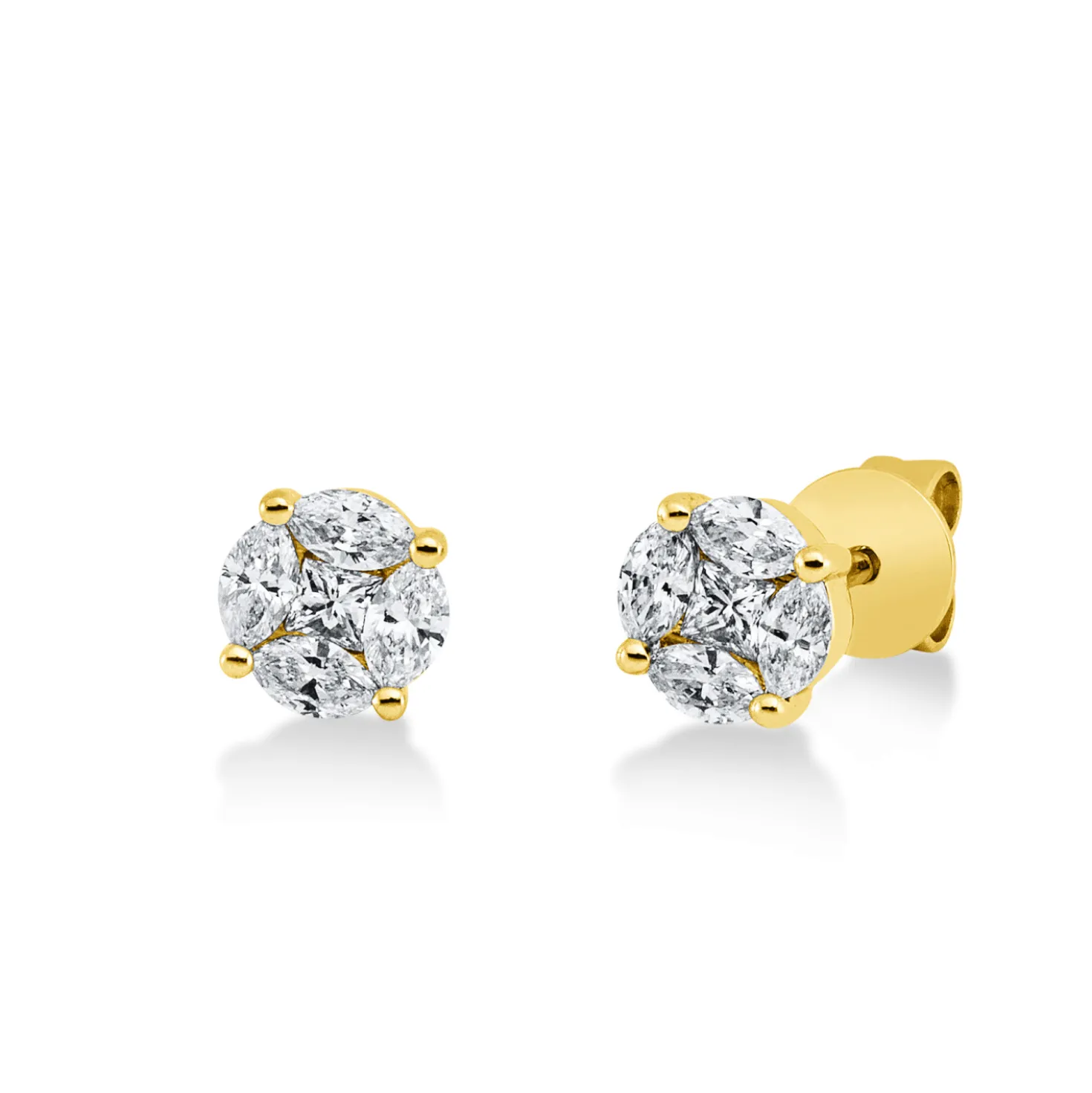 Ohrstecker aus 750 Gold Gelbgold 10 Diamanten 0,47ct TW-SI 5x5,1mm