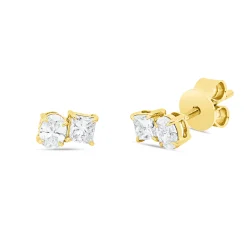 Ohrstecker aus 750 Gold Gelbgold 4 Diamanten 0,43ct TW-SI 6x4,2mm
