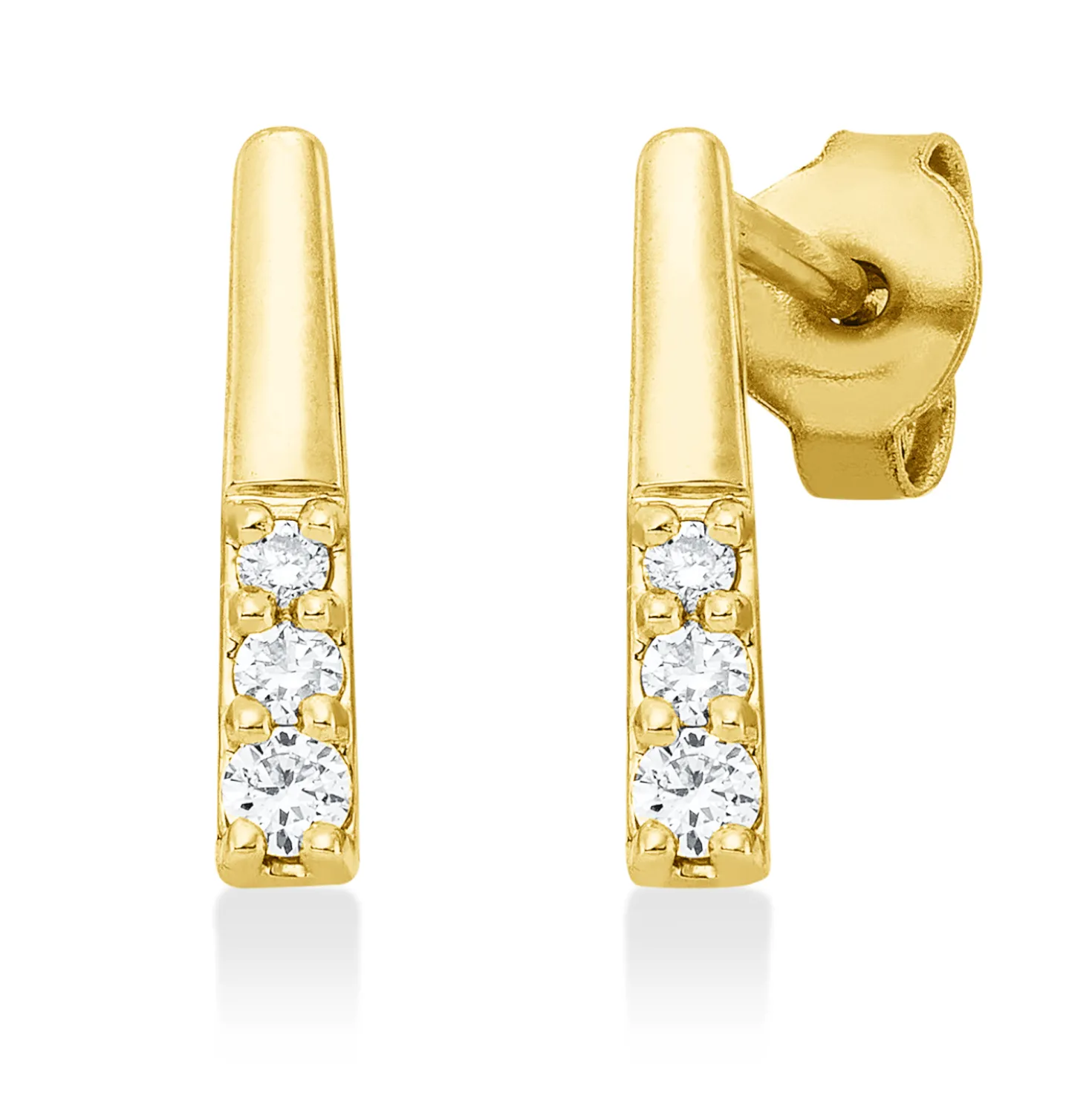 Ohrstecker aus 750 Gold Gelbgold 6 Diamanten 0,1ct TW-SI 10,8x1,8mm