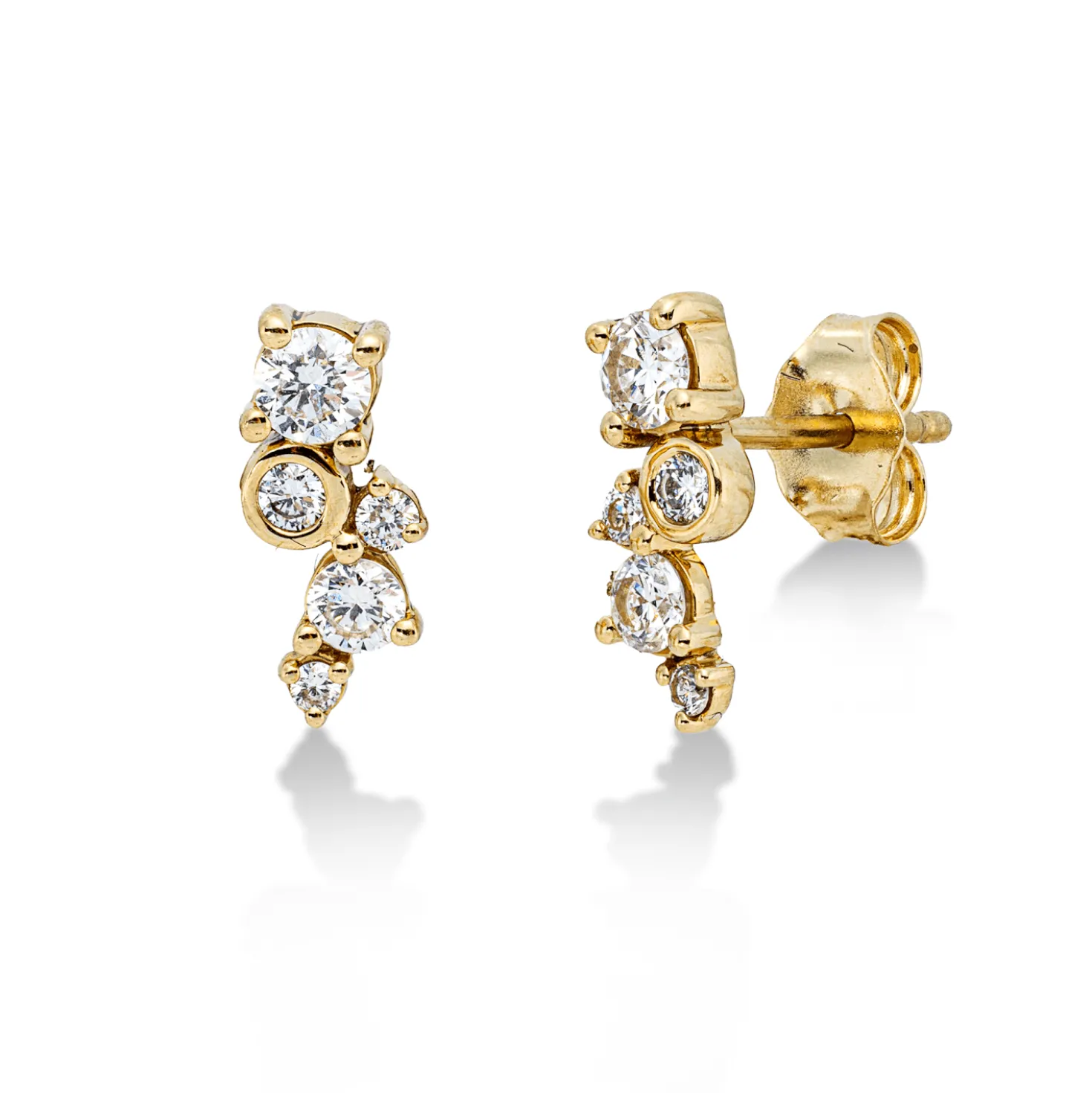 Ohrstecker aus 750 Gold Gelbgold 10 Diamanten 0,49ct TW-SI 11x4,6mm