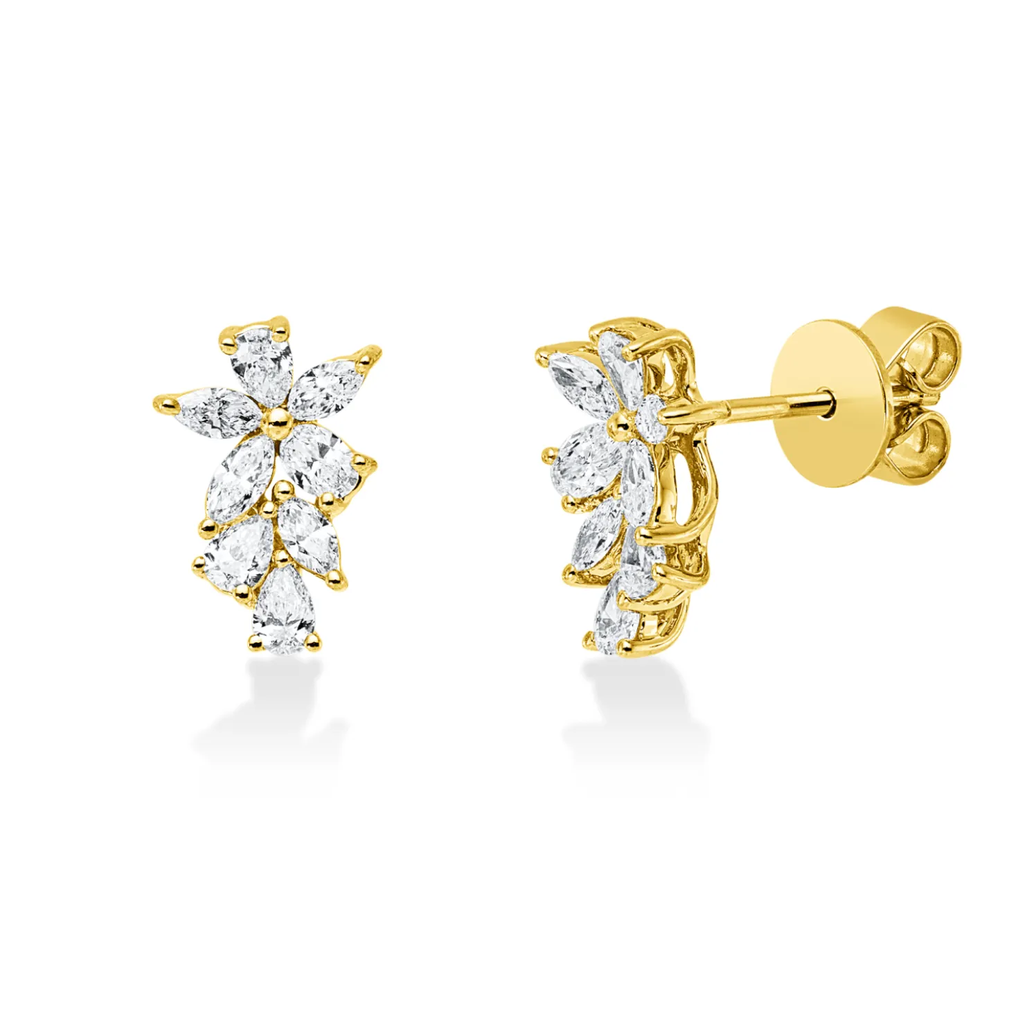 Ohrstecker aus 750 Gold Gelbgold 16 Diamanten 0,66ct TW-SI 10,8x7,4mm