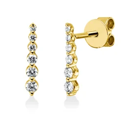Ohrstecker aus 750 Gold Gelbgold 12 Diamanten 0,2ct TW-SI 12,1x2,2mm
