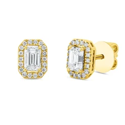 Ohrstecker aus 750 Gold Gelbgold 38 Diamanten 0,98ct TW-SI 8x6,1mm 4er-Krappe