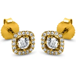 Ohrstecker aus 750 Gold Gelbgold 34 Diamanten 0,37ct TW-SI 6,2x6,2mm 4er-Krappe