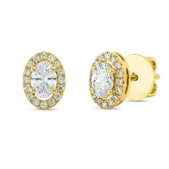 Ohrstecker aus 750 Gold Gelbgold 34 Diamanten 0,69ct TW-SI 8x6mm 4er-Krappe