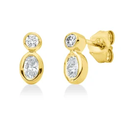 Ohrstecker aus 750 Gold Gelbgold 4 Diamanten 0,51ct TW-SI 9x4,3mm Zarge