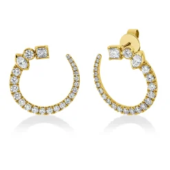 Ohrstecker aus 750 Gold Gelbgold 48 Diamanten 0,75ct TW-VSI 21,5x21mm
