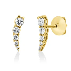 Ohrstecker aus 750 Gold Gelbgold 12 Diamanten 0,35ct TW-VSI 11,5x3mm