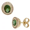 Ohrstecker aus 585 Gold Gelbgold grüne Turmaline & 48 Diamanten 0.16Ct