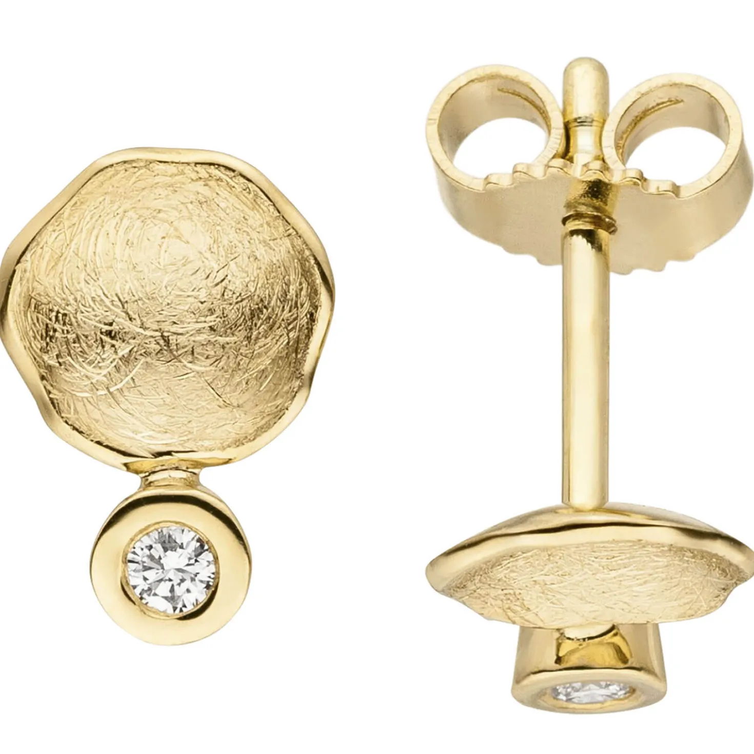 Ohrstecker aus 585 Gold Gelbgold mit 2 Diamanten Brillanten 0,06 ct