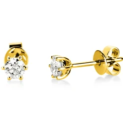 Ohrstecker aus 585 Gold Gelbgold mit 2 Diamanten Brillanten 0,40 Ct. 6er-Krappe