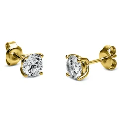 Ohrstecker aus 585 Gold Gelbgold mit 2 Diamanten Brillanten 1,40 Ct. 4er-Krappe