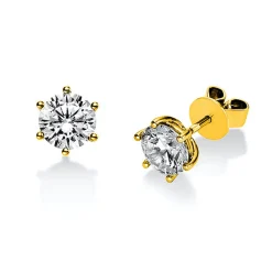 Ohrstecker aus 585 Gold Gelbgold mit 2 Diamanten Brillanten 1,40 Ct. 6er-Krappe