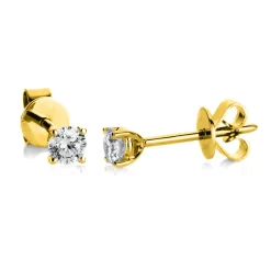 Ohrstecker aus 750 Gold Gelbgold mit 2 Diamanten Brillanten 0,60 Ct. 4er-Krappe