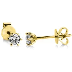 Ohrstecker aus 750 Gold Gelbgold mit 2 Diamanten Brillanten 0,30 Ct. 6er-Krappe