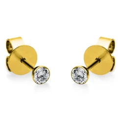 Ohrstecker aus 585 Gold Gelbgold mit 2 Diamanten Brillanten 0,20 Ct. Zarge