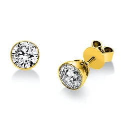 Ohrstecker aus 750 Gold Gelbgold mit 2 Diamanten Brillanten 1,40 Ct. Zarge
