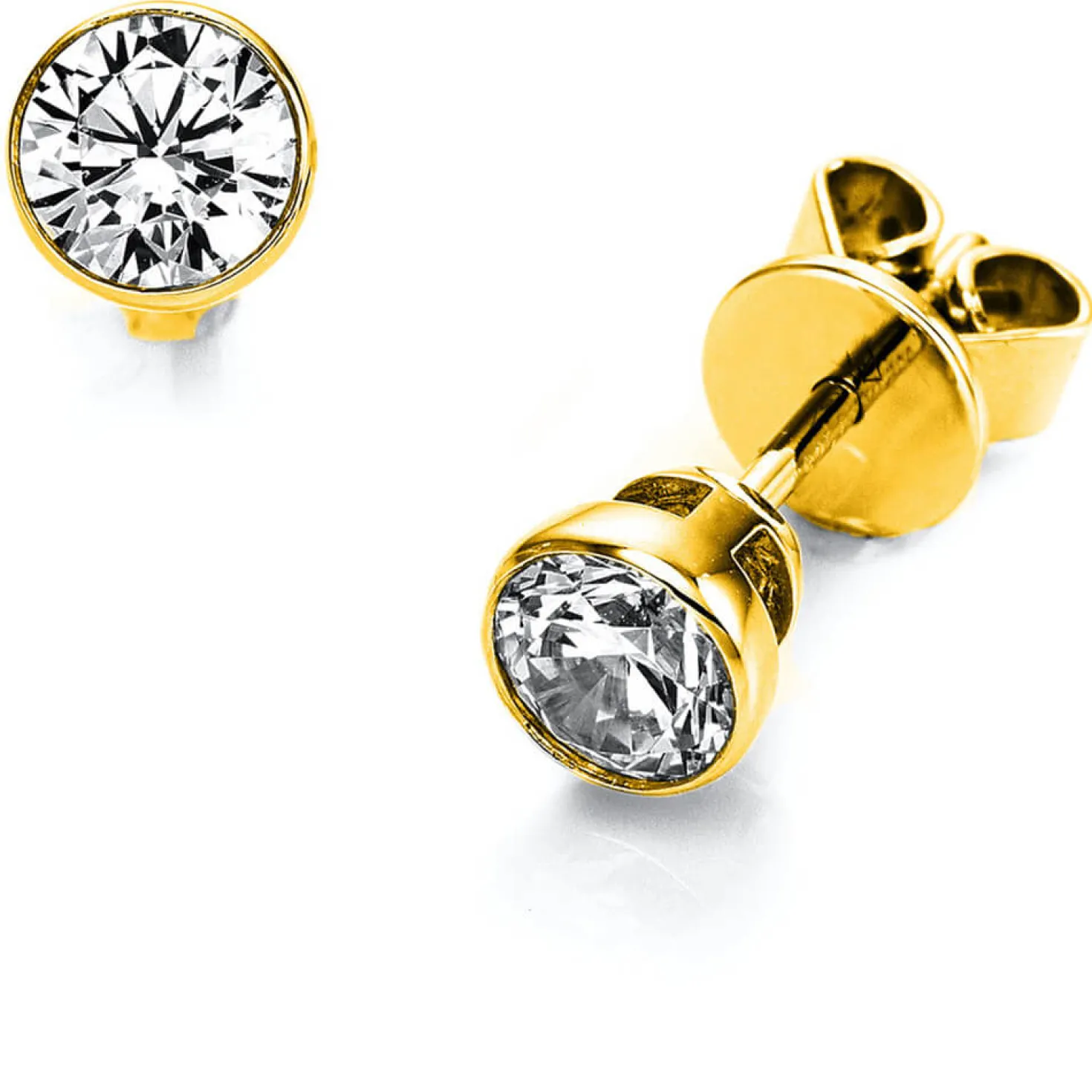 Ohrstecker aus 585 Gold Gelbgold mit 2 Diamanten Brillanten 0,80 Ct. Zarge