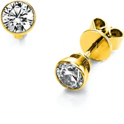 Ohrstecker aus 750 Gold Gelbgold mit 2 Diamanten Brillanten 0,80 Ct. Zarge