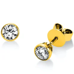 Ohrstecker aus 585 Gold Gelbgold mit 2 Diamanten Brillanten 0,60 Ct. Zarge