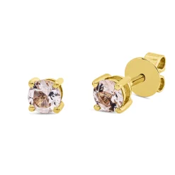 Ohrstecker aus 750 Gold Gelbgold 2 Morganite 0,44ct rosa 4x4mm 4er-Krappe
