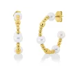 Ohrstecker aus 750 Gold Gelbgold 8 Süßwasser-Perlen 4mm weiß 23x25,4mm