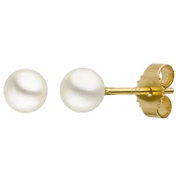 Ohrstecker aus 585 Gold Gelbgold 4 Süßwasser Perlen 2-teilig Ohrringe Ohrschmuck
