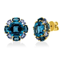 Ohrstecker aus 750 Gold Gelbgold 18 Tansanite 11,7ct blau 14,8x14,6mm