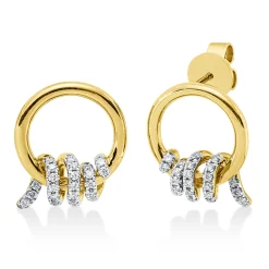 Ohrstecker aus 750 Gold gelb/weiß 48 Brillanten 0,18ct W-PI 14,7x12mm