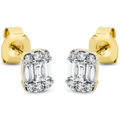 Ohrstecker aus 750 Gold gelb/weiß 18 Diamanten 0,41ct TW-SI 6,6x4,9mm