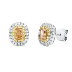 Ohrstecker aus 750 Gold gelb/weiß 74 Diamanten 0,91ct TW-SI 8,7x7,5mm 4er-Krappe