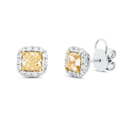 Ohrstecker aus 750 Gold gelb/weiß 30 Diamanten 2,47ct 8,5x8,6mm