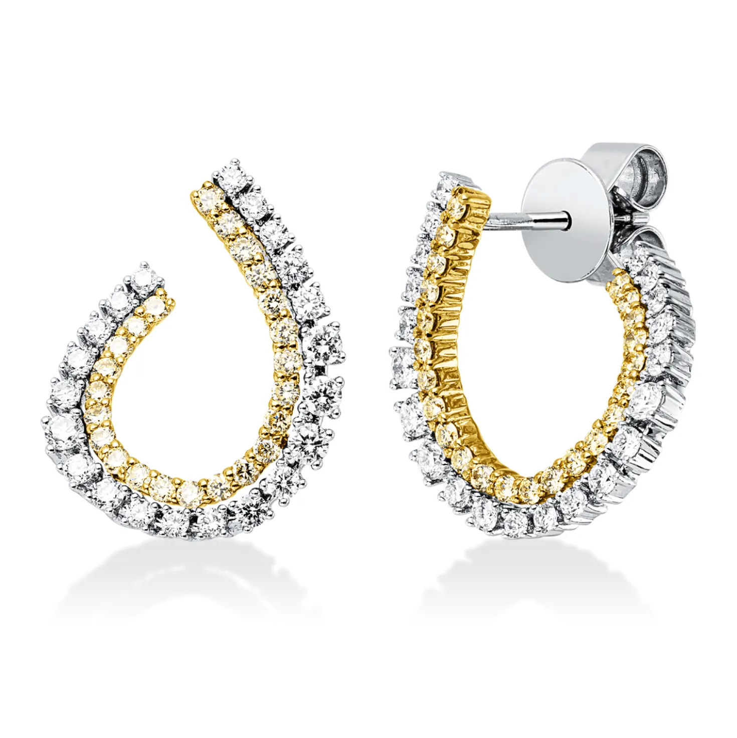 Ohrstecker aus 750 Gold gelb/weiß 88 Diamanten 0,85ct 16,6x12,8mm