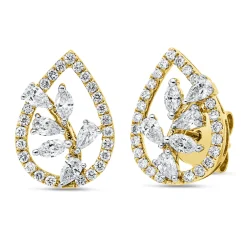 Ohrstecker aus 750 Gold gelb/weiß 60 Diamanten 0,68ct 13x9,6mm